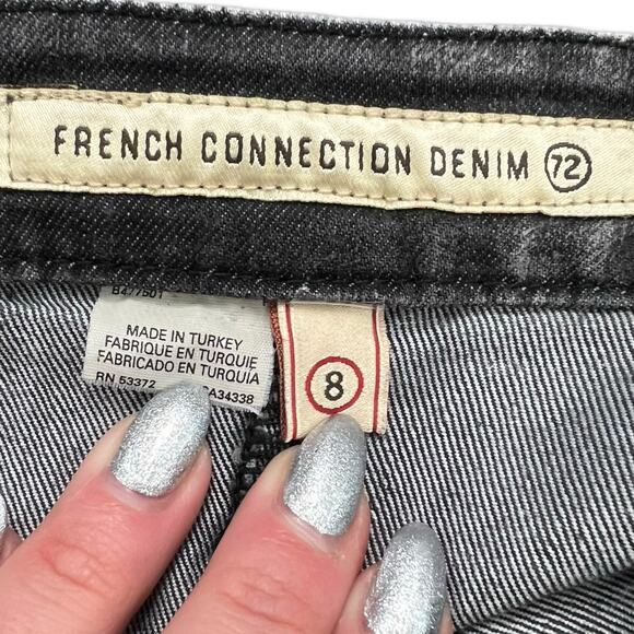Vintage Y2K French Connection Denim Charcoal Gray Acid Wash Strapless Dress Sz 8 - Picture 6 of 13